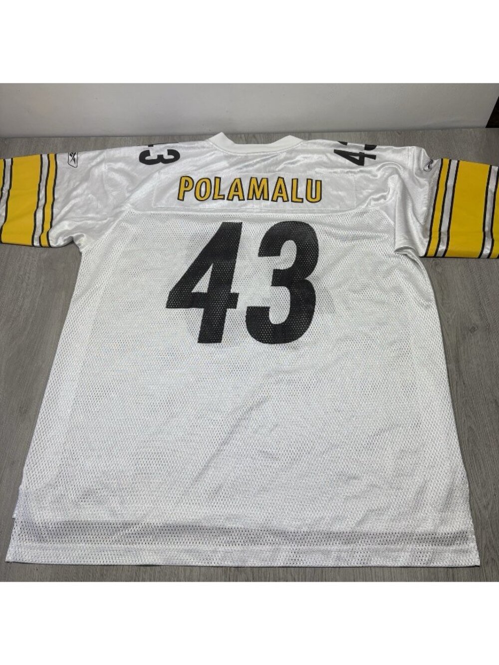 VTG Pittsburgh Steelers Troy Polamalu Jersey Mens XL White Reebok NFL On Field